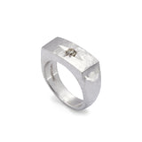 Silver Grey Diamond Signet Ring