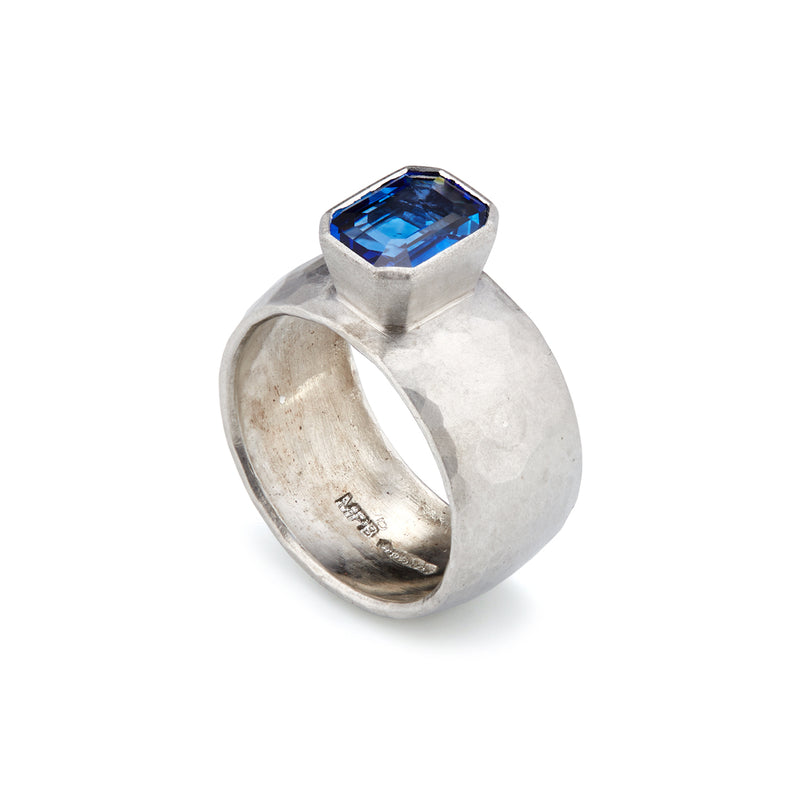 Platinum Emerald Cut Sapphire Ring