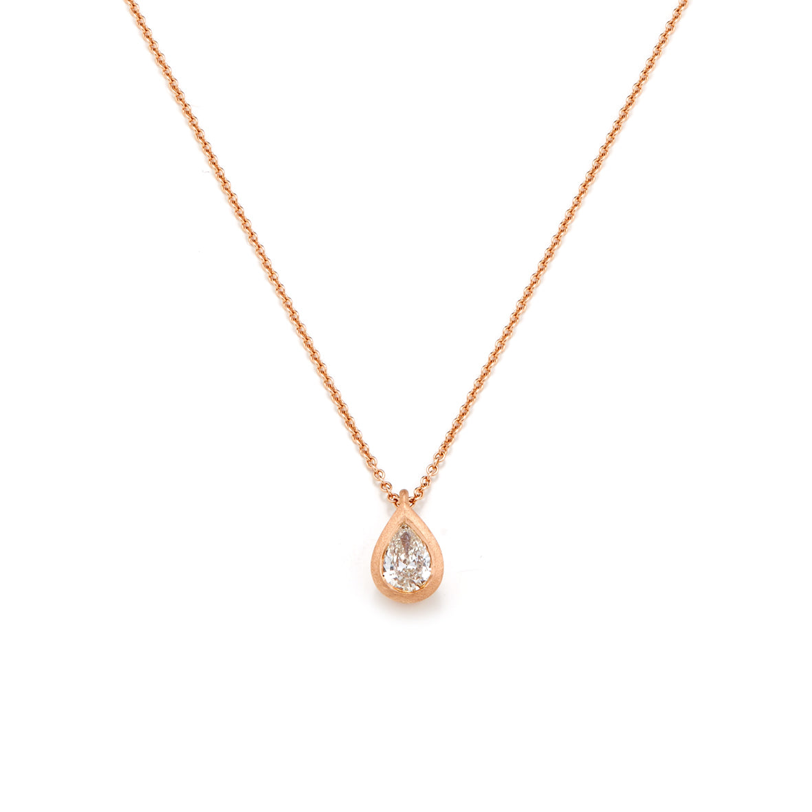 Rose Gold Pear Shaped Diamond Necklace