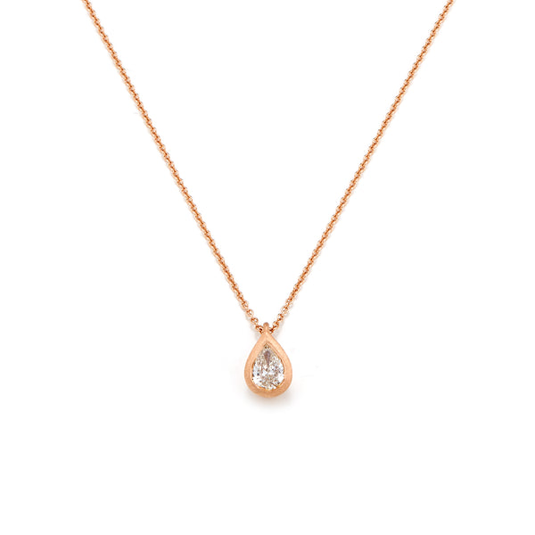 Rose Gold Pear Shaped Diamond Necklace