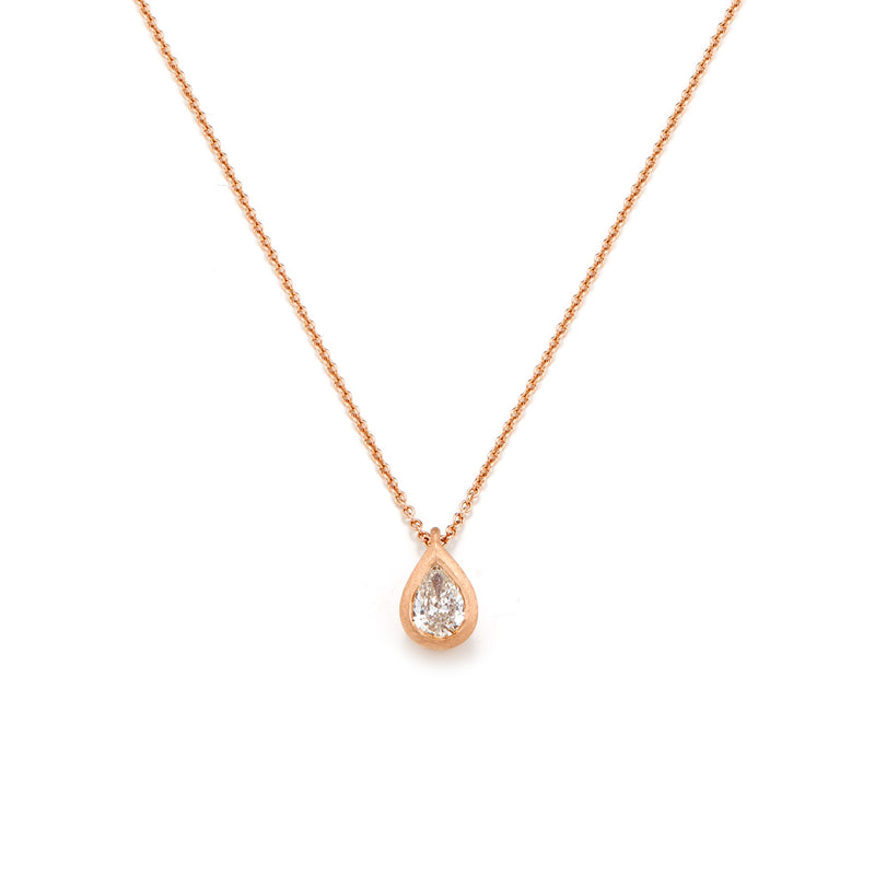 Rose Gold Pear Shaped Diamond Necklace