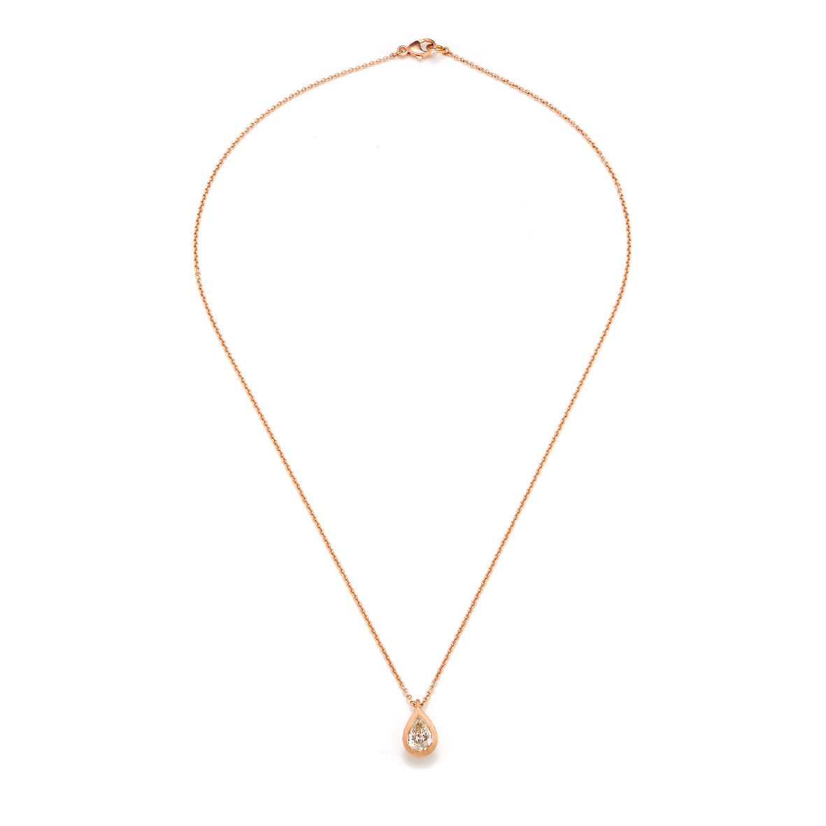 Rose Gold Pear Shaped Diamond Necklace