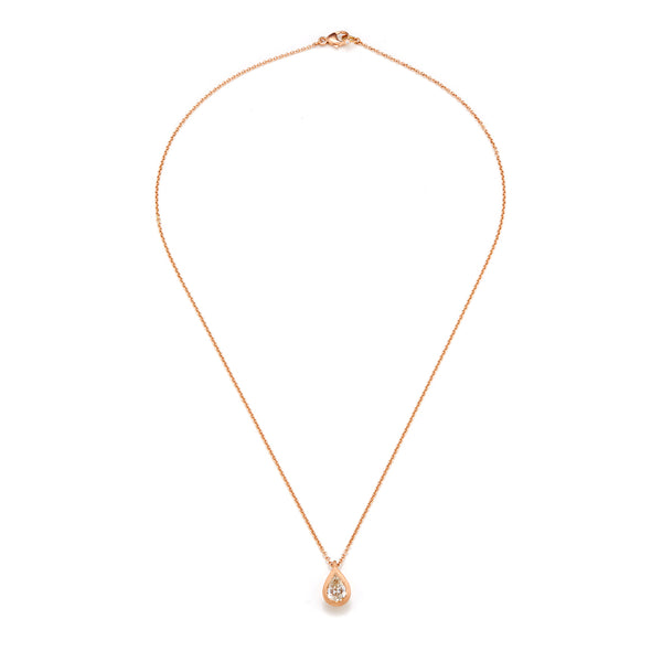 Rose Gold Pear Shaped Diamond Necklace