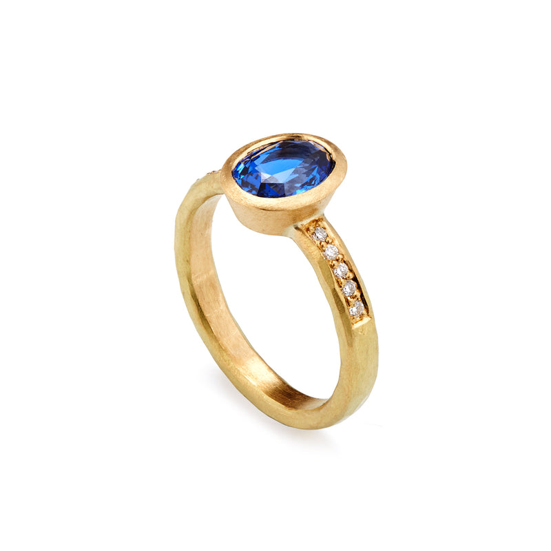 Gold Oval Sapphire and Diamond Ring