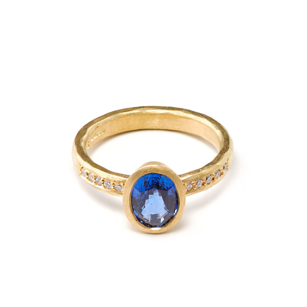 Gold Oval Sapphire and Diamond Ring