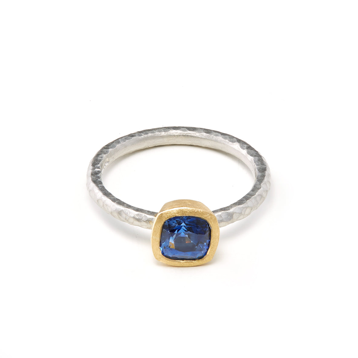 Platinum Cushion Shaped Sapphire Ring