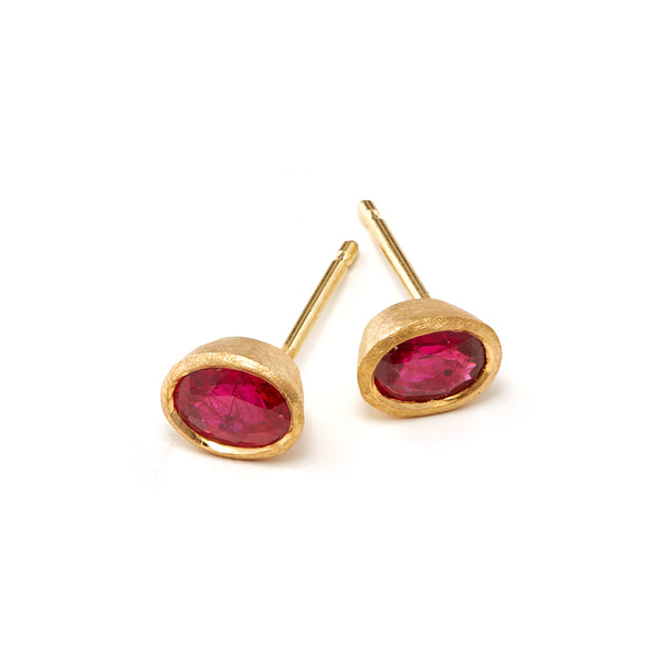 Gold Studs Ruby earrings