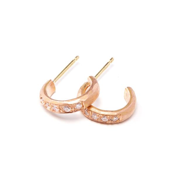 Rose Gold Hoop Diamond Earrings