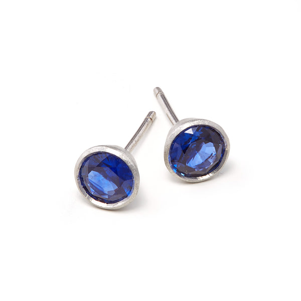 Platinum Studs Sapphire earrings