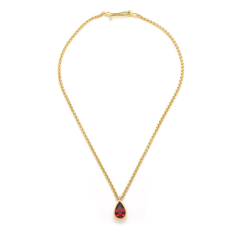 Woven Chain Pear Shaped Spinel Pendant