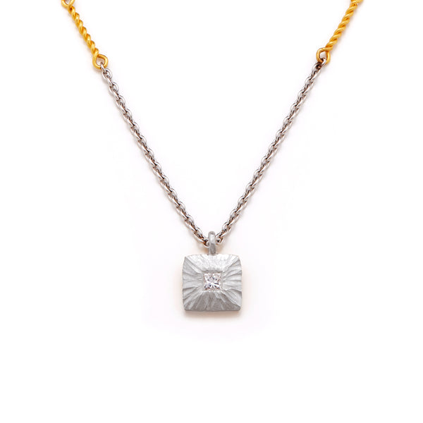 Square Princess Cut Diamond Necklace