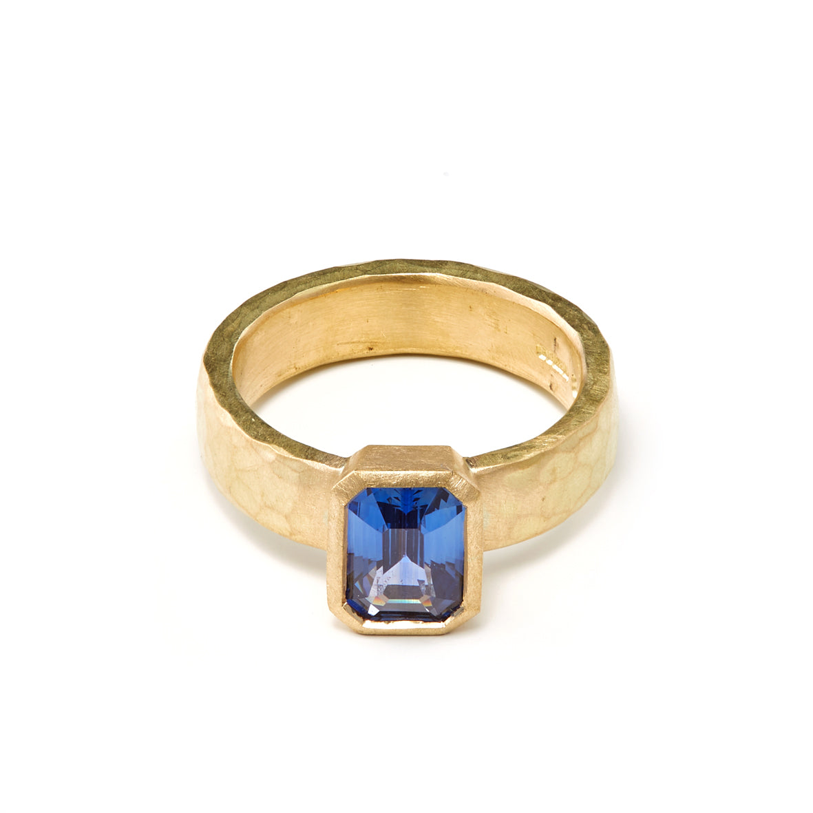 Gold Emerald Cut Sapphire Ring
