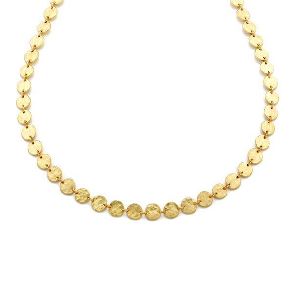 Gold Hammered Disc Necklace
