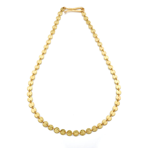 Gold Hammered Disc Necklace