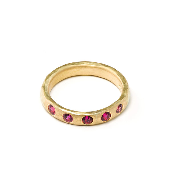 Gold Ruby Half Eternity Ring